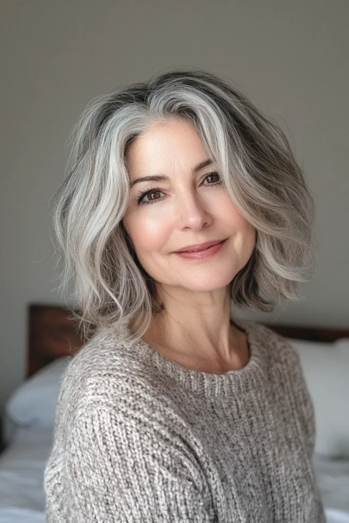 10 Age-Defying Hairstyles for Older Women 9 Voluminous Bob with Root Shadowing