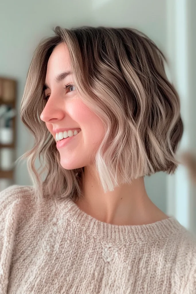 10 Stunning Medium Bob Hairstyles 7 Wavy Bob with Face-Framing Platinum Pieces