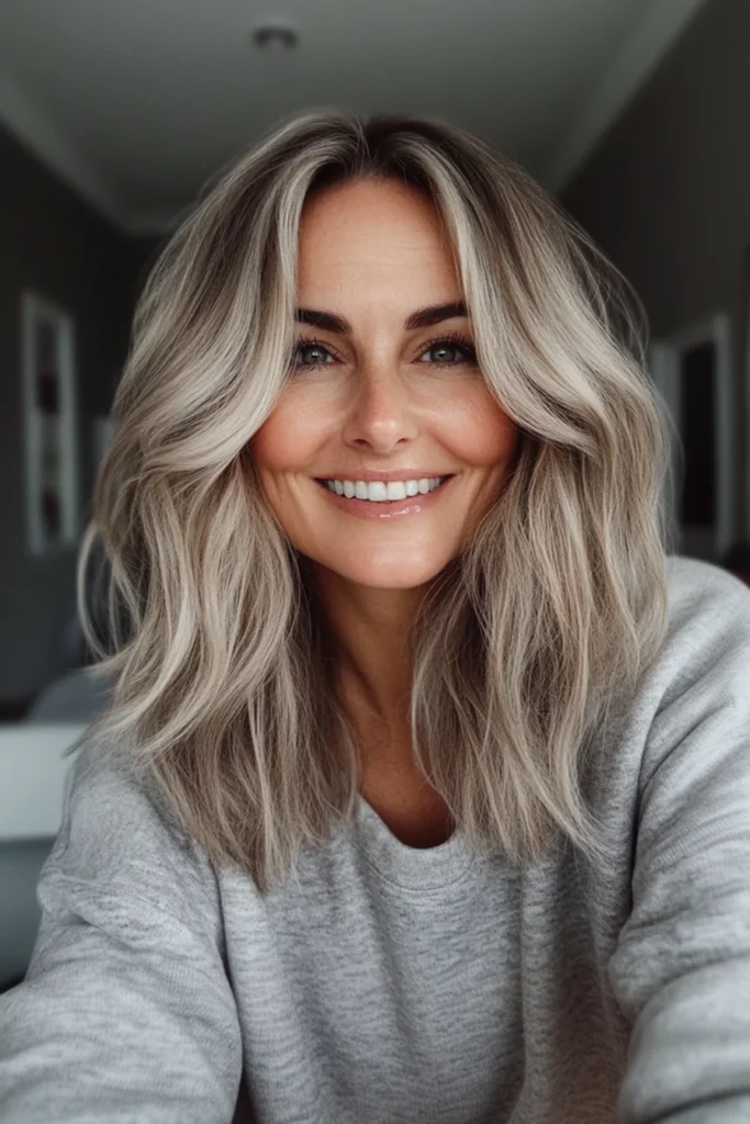 Wavy Shag with Ash Blonde Highlights
